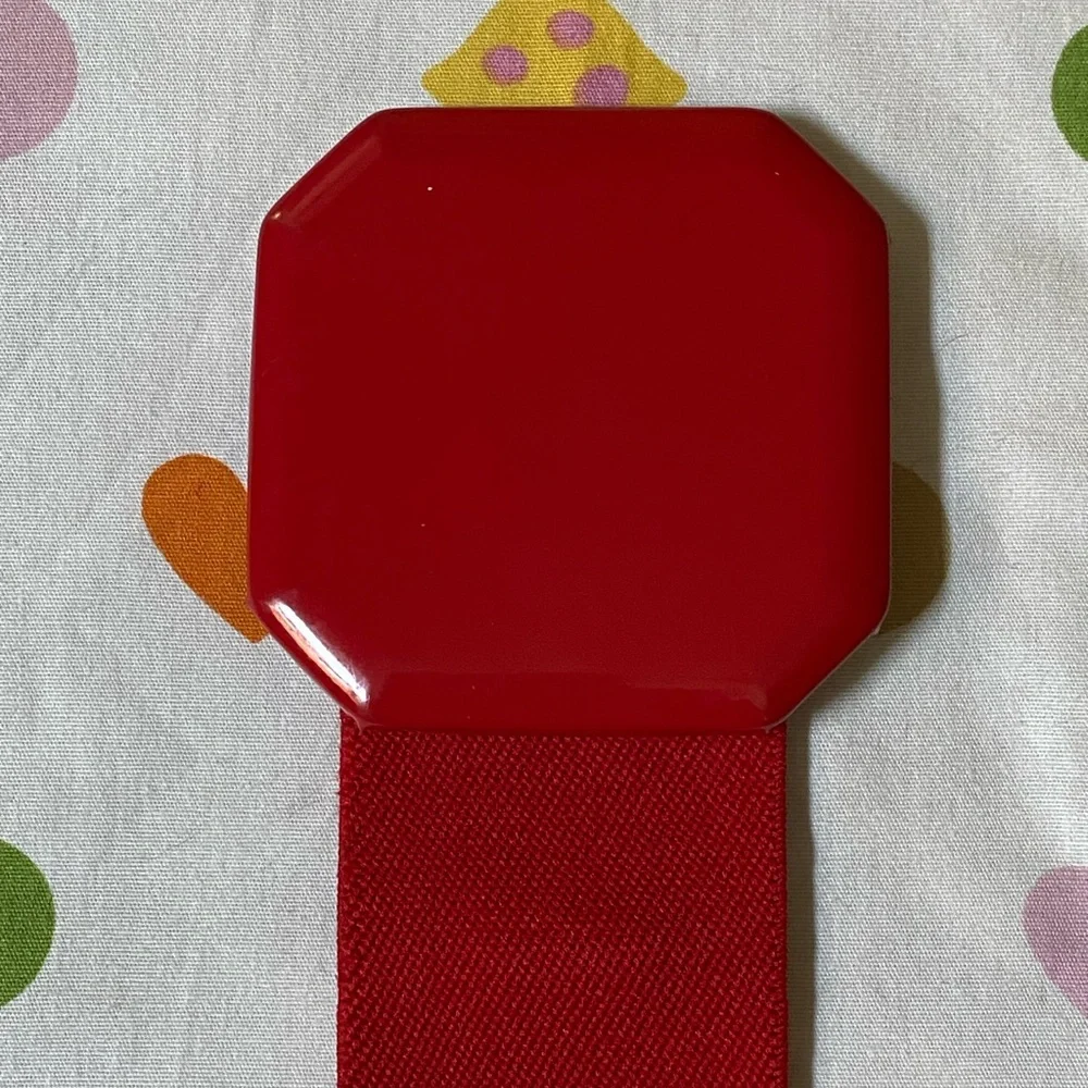 Vtg Red Octagonal Chunky Buckle Elastic Waist Belt